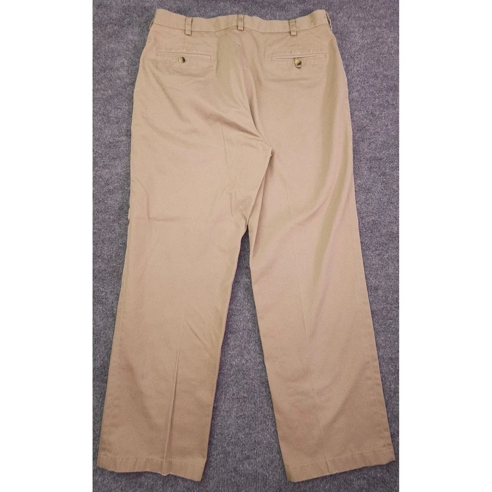 Jos. A. Bank Pants Mens 36x30 Beige Traveler Tailored Fit Flat Front 100% Cotton
